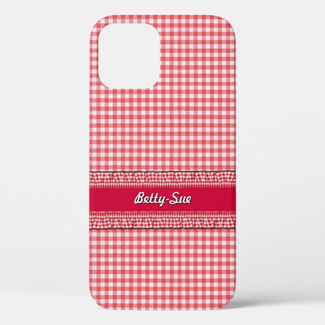 Red Chequered Case with Your Name (Back)