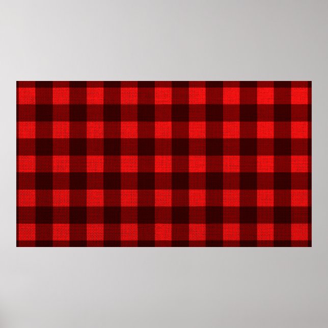 Red Chequered Fabric Background Texture Poster (Front)