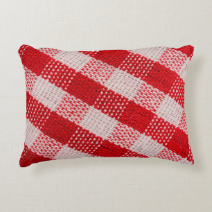 Red chequered fabric tablecloth pattern texture ba decorative cushion