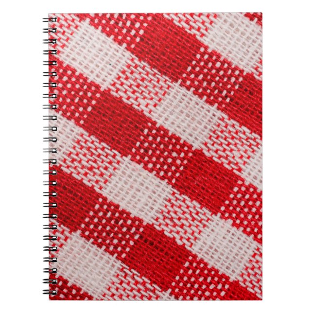 Red chequered fabric tablecloth pattern texture ba notebook (Front)