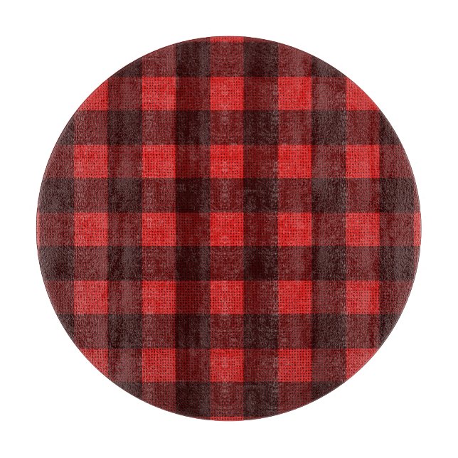 Red Chequered Fabric: Texture Background Cutting Board (Front)