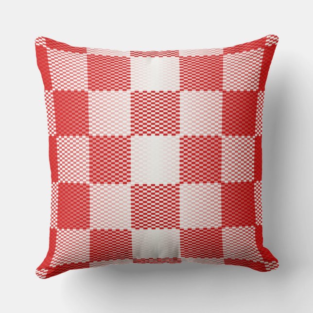 Red Chequered Geometric Cushion (Back)