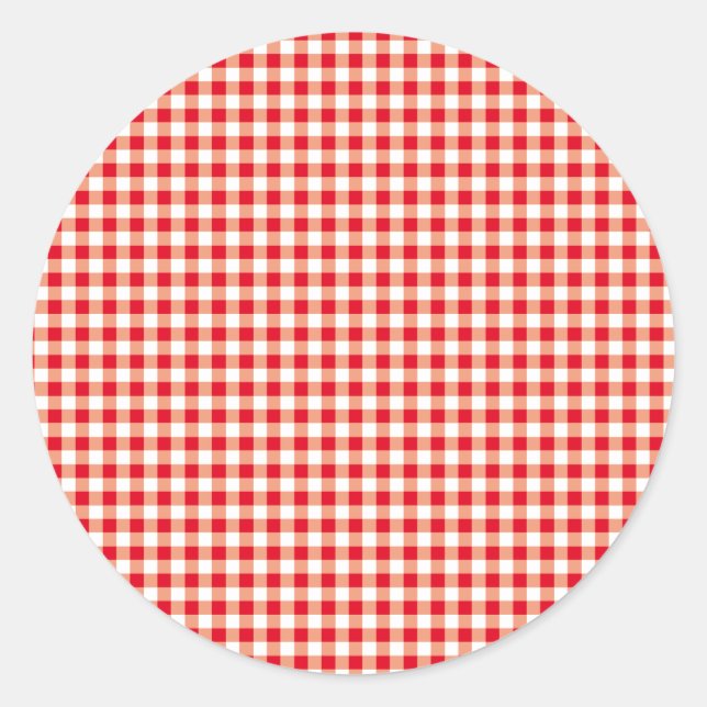 Red chequered, just squares classic round sticker (Front)