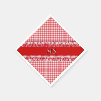 Red Chequered Napkins with Monogram
