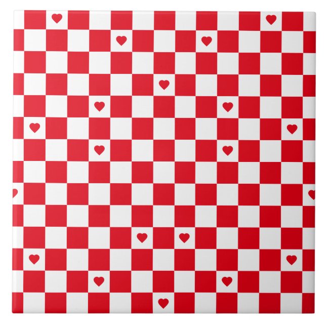 Red Chequered Pattern Background Tile (Front)