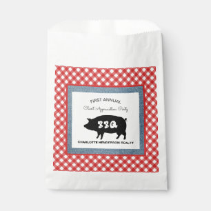 Red Chequered Pig Roast BBQ Party Favour Bags