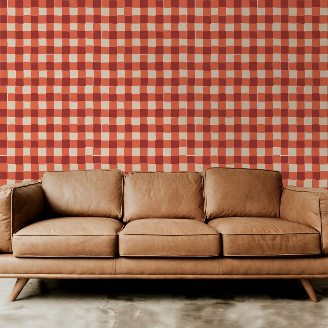 Red Chequered Plaid Wallpaper (Classic and fun red checkered plaid wallpaper.)