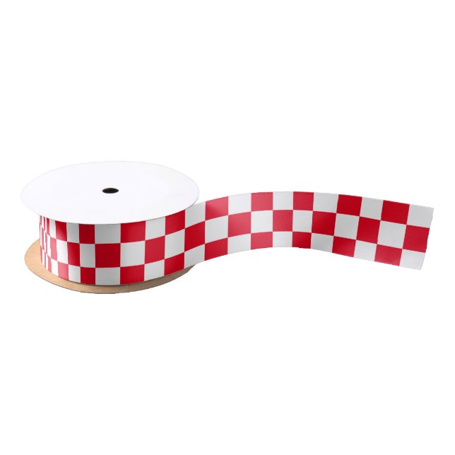 Red Chequered Satin Ribbon (Spool)