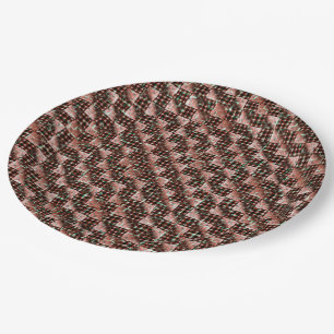 Red chequered squares subjected to weird mosaic paper plate