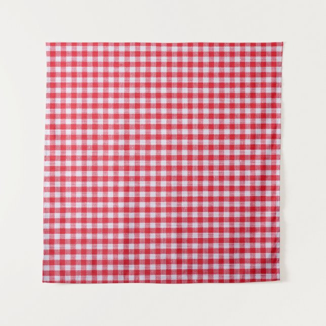 Red Chequered Tablecloth Close-Up. Tapestry (Front)