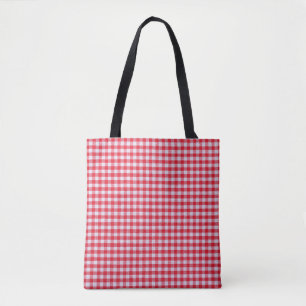 Red Chequered Tablecloth Close-Up. Tote Bag