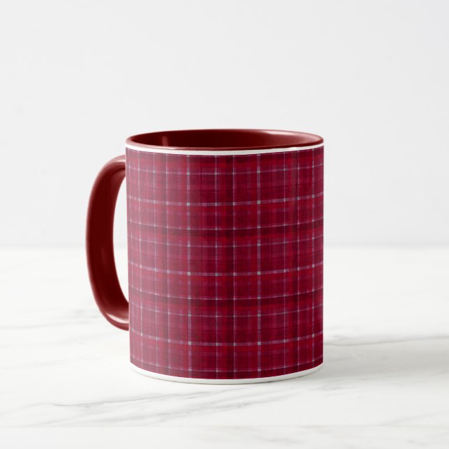 Red Chequered Tartan Mug (Front Left)