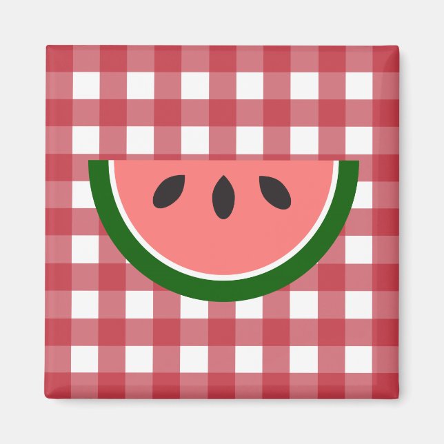 Red Chequered Watermelon Magnet (Front)