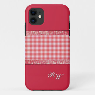 Red chequered with Monogram iPhone 11 Case