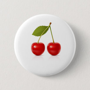 Red Cherries 6 Cm Round Badge