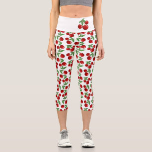 Red Cherries All Over Custom Capri Leggings