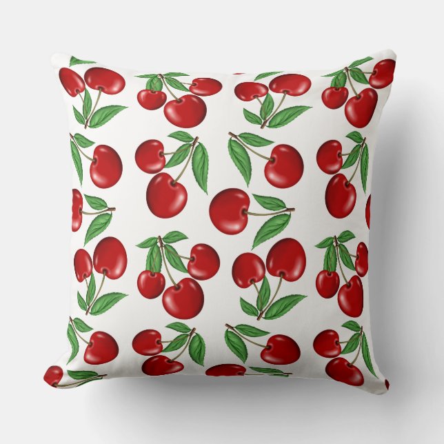 Red Cherries All Over Pattern Cushion (Front)