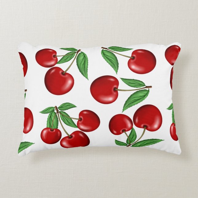Red Cherries All Over Pattern Decorative Cushion (Front)