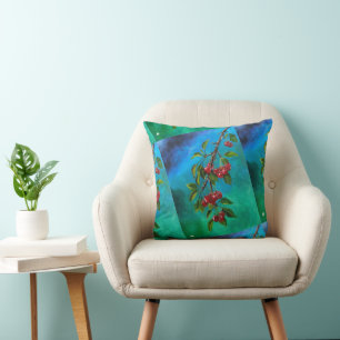 Red Cherries at Summer Dawn Painting by Alfred Fox Cushion