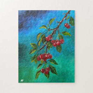 Red Cherries at Summer Dawn Painting by Alfred Fox Jigsaw Puzzle