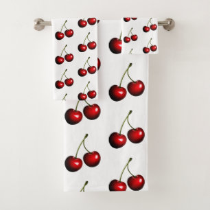 Red Cherries Bath Towel Set
