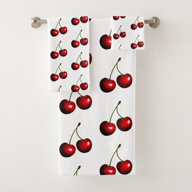 Red Cherries Bath Towel Set (Insitu)