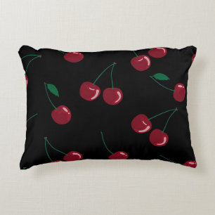 Red Cherries Black Accent Pillow