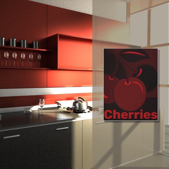 Red Cherries, Black Kitchen Wall Decor (Creator Uploaded)