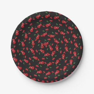 Red Cherries Black or Any Colour Birthday Party Paper Plate