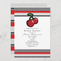 Red Cherries Black White & Red Invitations
