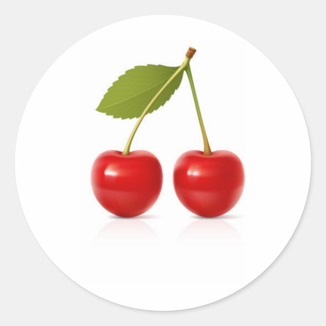 Red Cherries Classic Round Sticker (Front)