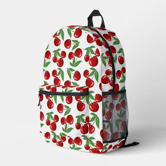 Red Cherries Fruit All Over Printed Backpack (Back Corner Right)
