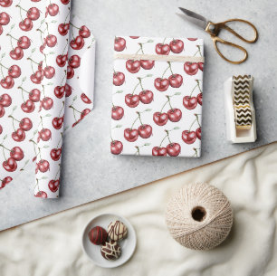 Red Cherries Fruit Birthday Wrapping Paper