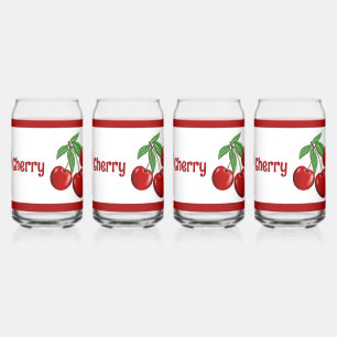 Red Cherries Fruit Personalised Can Glass