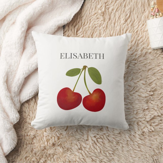 Red Cherries Fruit Personalised Name Cushion (Blanket)