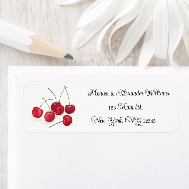 Red Cherries Fruits Return Address Wedding  (Insitu)