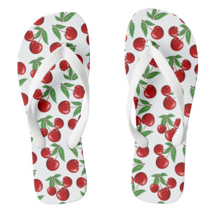 Red Cherries Graphic All Over Pattern Flip Flops