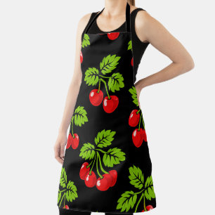 Red Cherries Green Leaves Apron