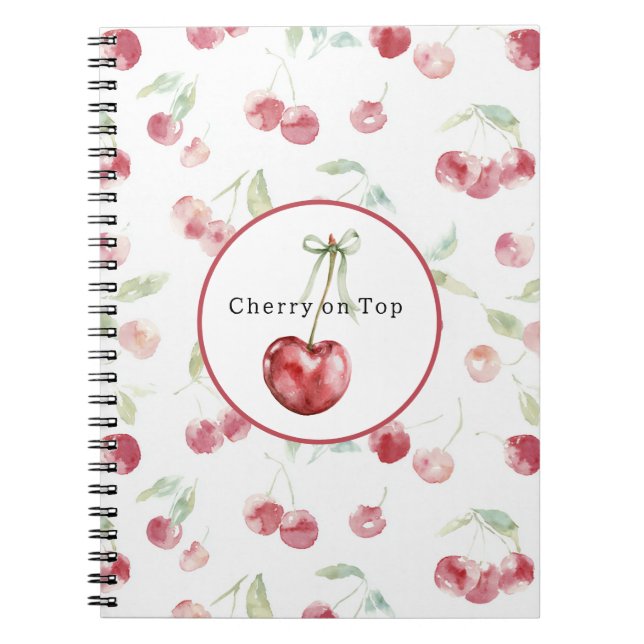 Red Cherries Green Leaves Notebook (Front)