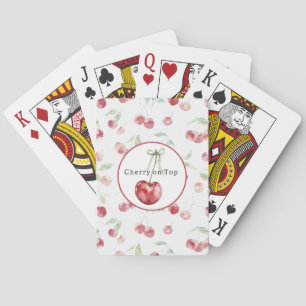 Red Cherries Green Leaves Playing Cards