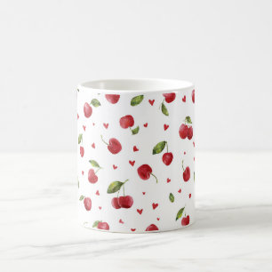Red Cherries & Hearts Valentine's Day Coffee Mug