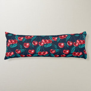 Red cherries on dark blue body cushion