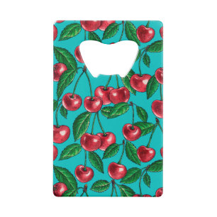Red cherries on turquoise