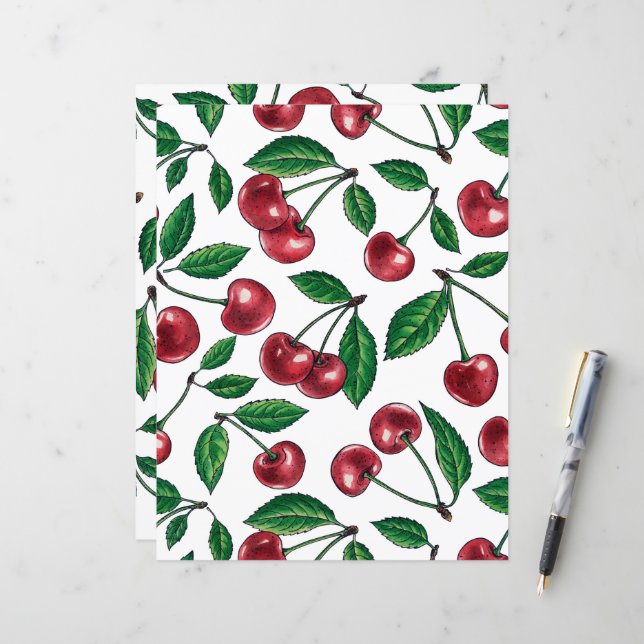 Red cherries on white (Front/Back In Situ)