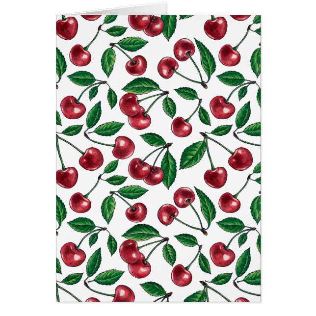 Red cherries on white (Front)