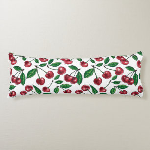 Red cherries on white body cushion