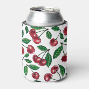Red cherries on white can cooler
