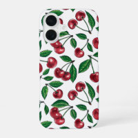 Red cherries on white