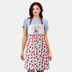 Red Cherries Pattern Kitchen Apron
