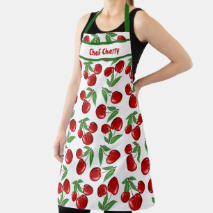 Red Cherries Pattern Personalised Apron